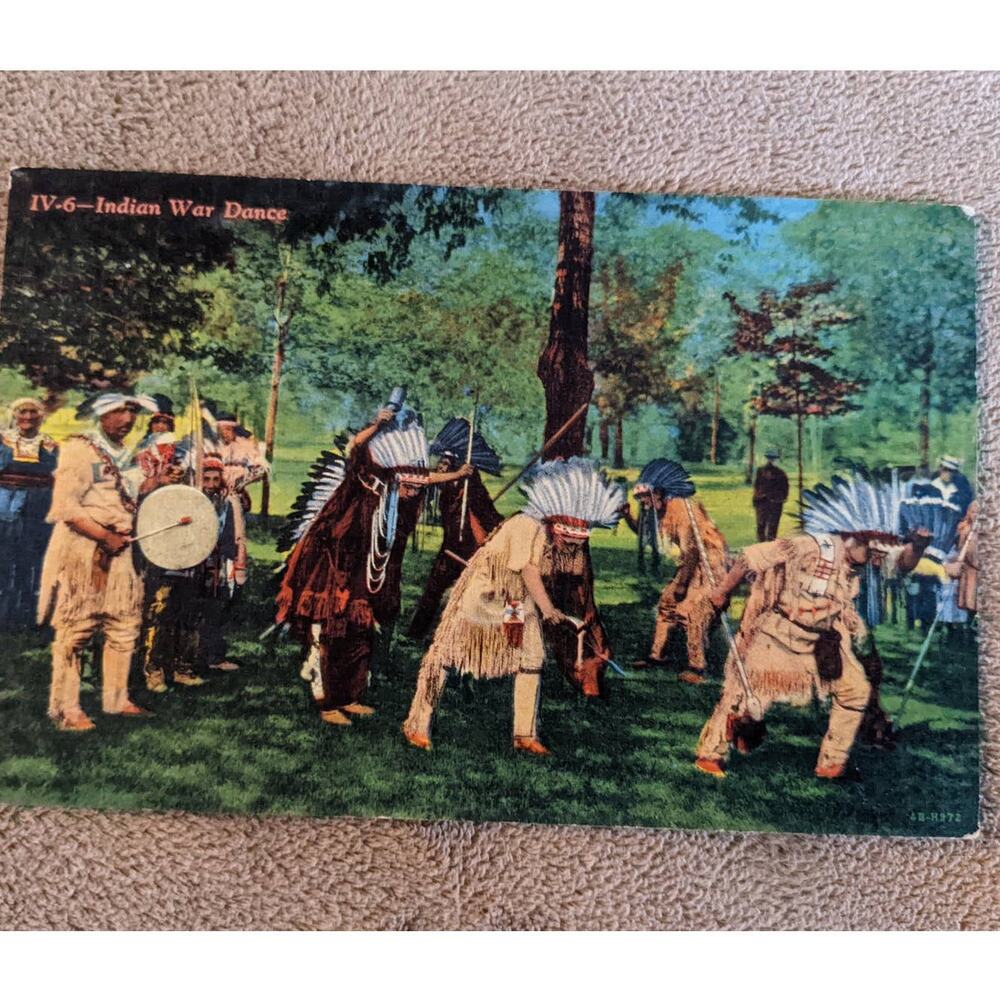 Vintage Indian War Dance Postcard Unposted
